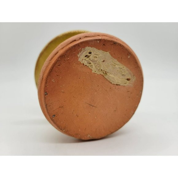 Pennsylvania Yellow Ware Glazed Chimney Candlestick W/Handle Incised Design - Picture 6 of 14